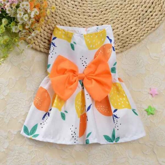 Pet Dog Cat Princess Skirt Dress Floral Colorful Snap Close Bow Accent Cute LRG - Picture 1 of 3